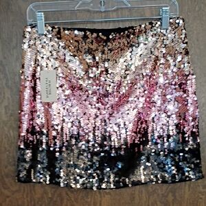 Express Pink and Black Sequin Mini Skirt
